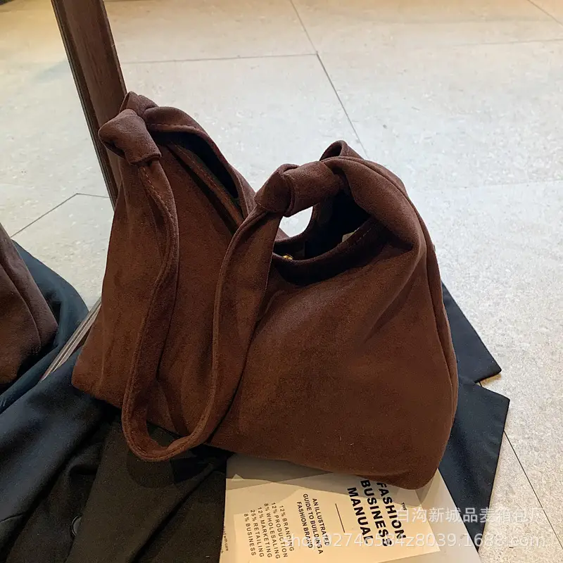 Women Suede Shoulder Bag Brown Large Capacity 2026 - Image 8