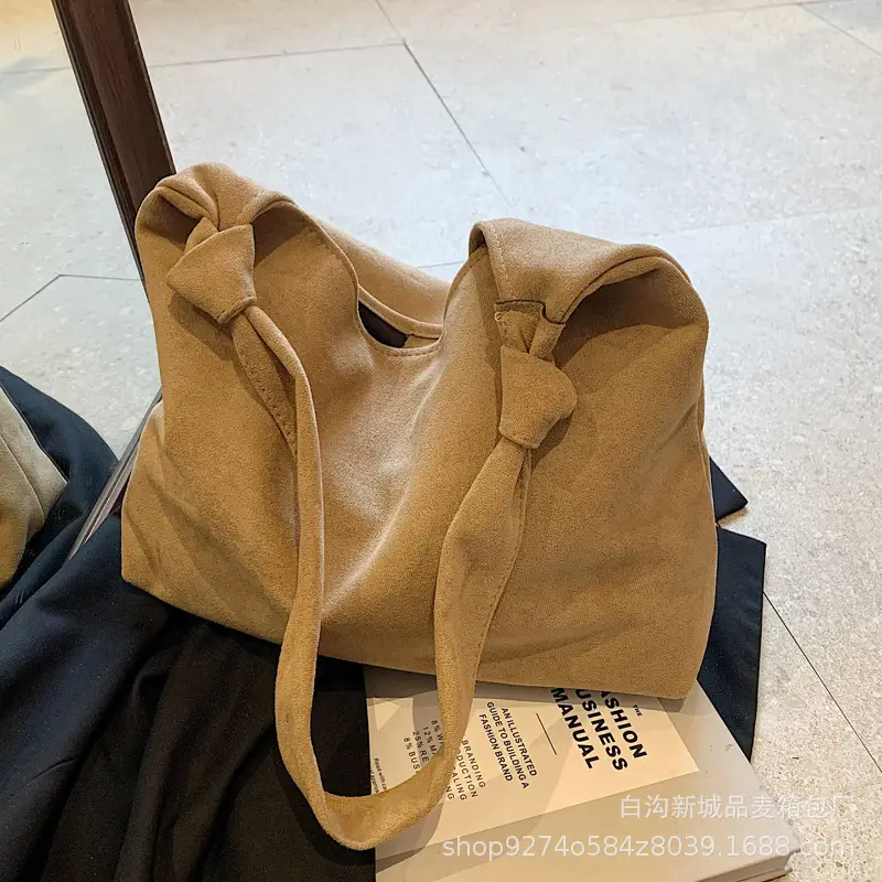 Women Suede Shoulder Bag Brown Large Capacity 2026 - Image 9