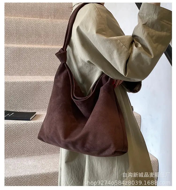 Women Suede Shoulder Bag Brown Large Capacity 2026 — feature 1