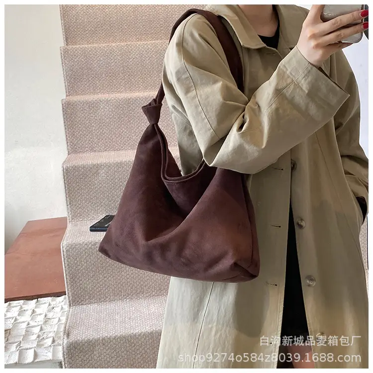 Women Suede Shoulder Bag Brown Large Capacity 2026 — feature 12