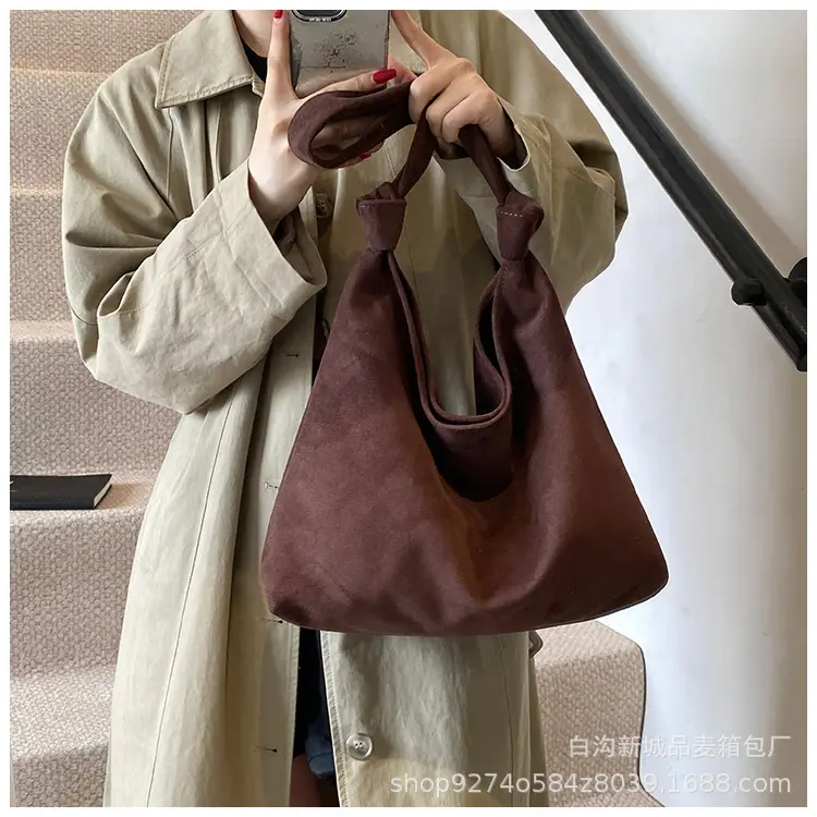 Women Suede Shoulder Bag Brown Large Capacity 2026 — feature 13