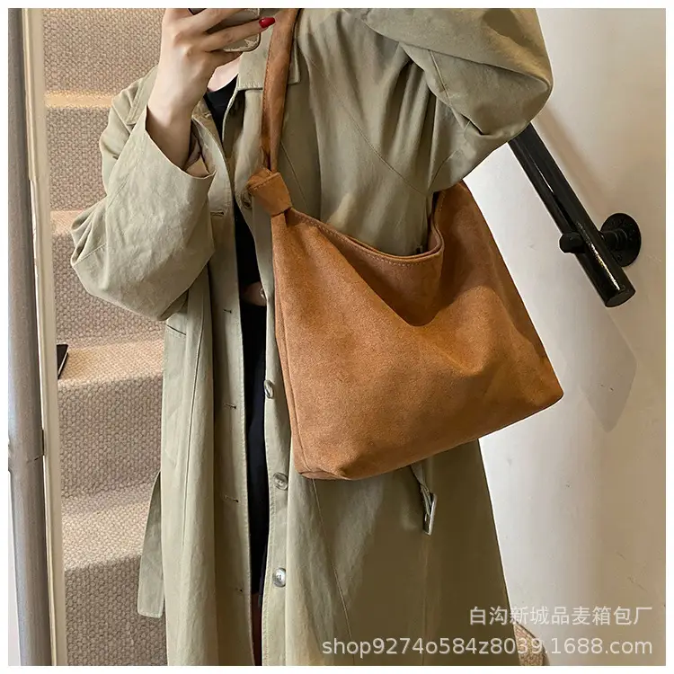 Women Suede Shoulder Bag Brown Large Capacity 2026 — feature 15