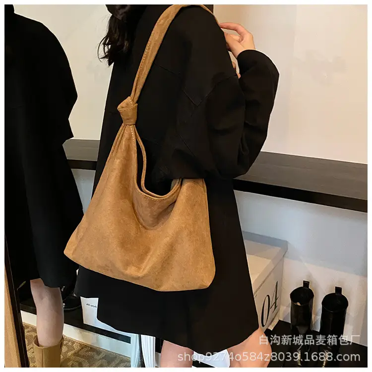 Women Suede Shoulder Bag Brown Large Capacity 2026 — feature 24