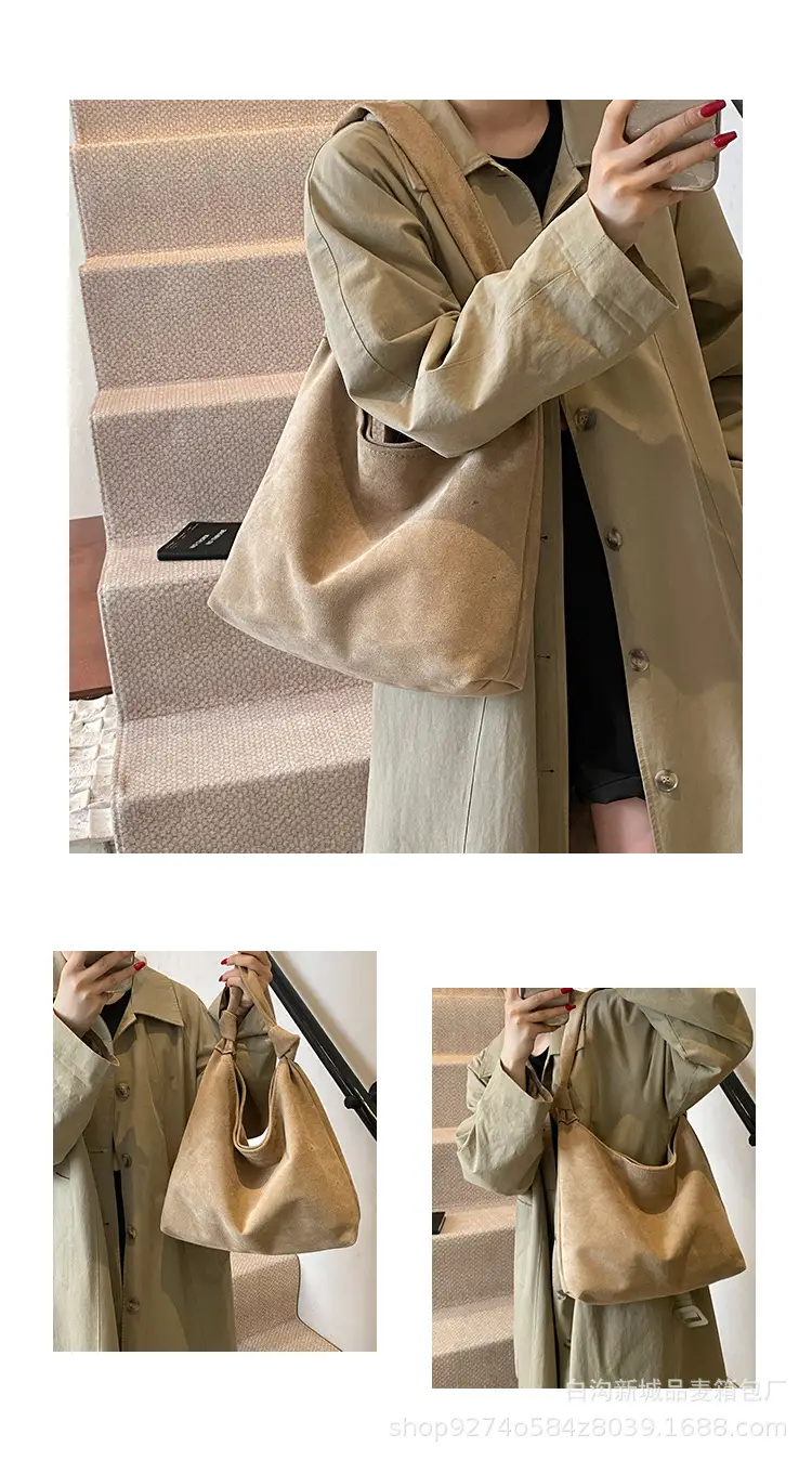 Women Suede Shoulder Bag Brown Large Capacity 2026 — feature 3