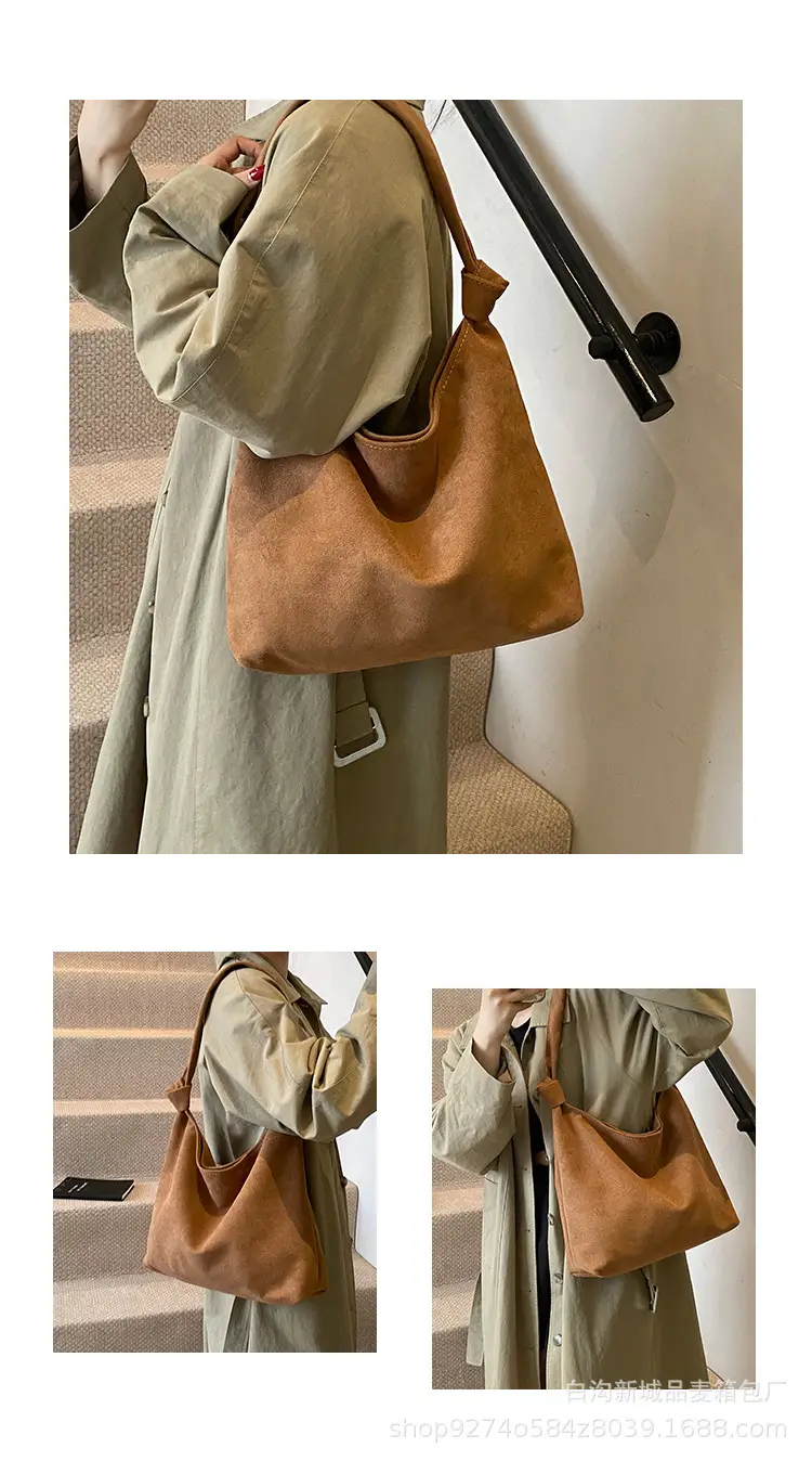 Women Suede Shoulder Bag Brown Large Capacity 2026 — feature 6