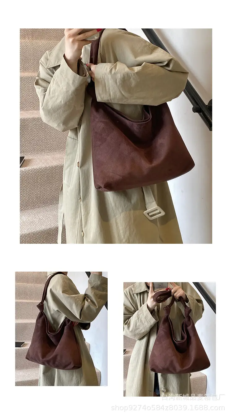 Women Suede Shoulder Bag Brown Large Capacity 2026 — feature 7