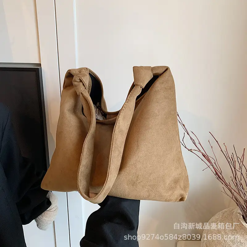 Women Suede Shoulder Bag Brown Large Capacity 2026 - Image 2