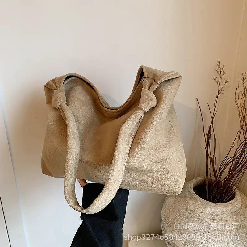 Women Suede Shoulder Bag Brown Large Capacity 2026 - Image 3