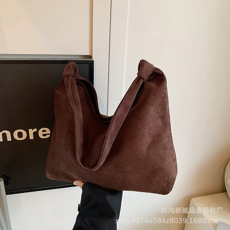 Women Suede Shoulder Bag Brown Large Capacity 2026 - Image 5