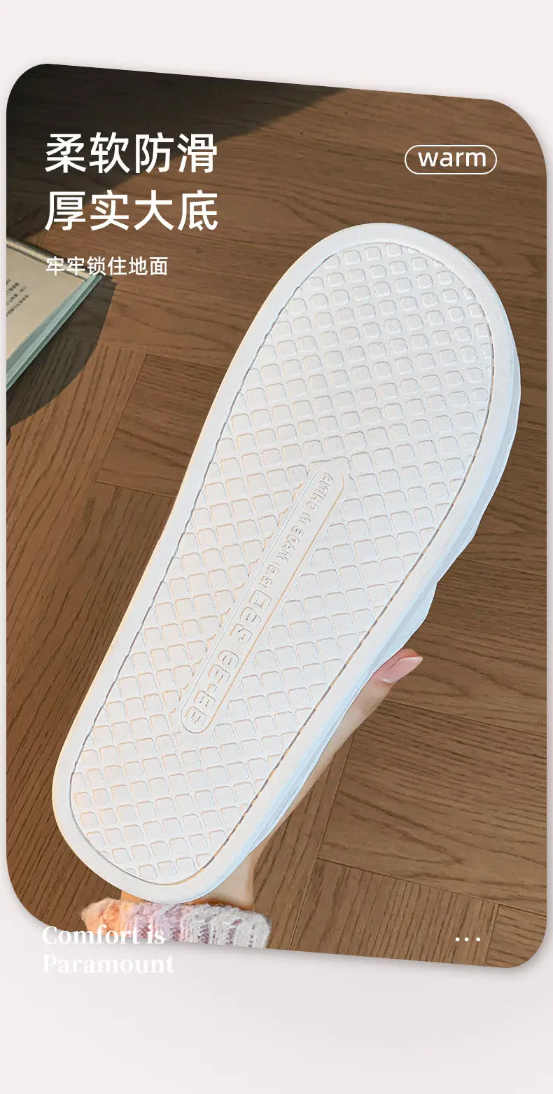 Autumn and Winter Women's Down Cloth Waterproof fleece-lined Cotton Slippers 2024 New Non-slip Thick Bottom Warm Couple Cotton Slippers for Men — feature 9