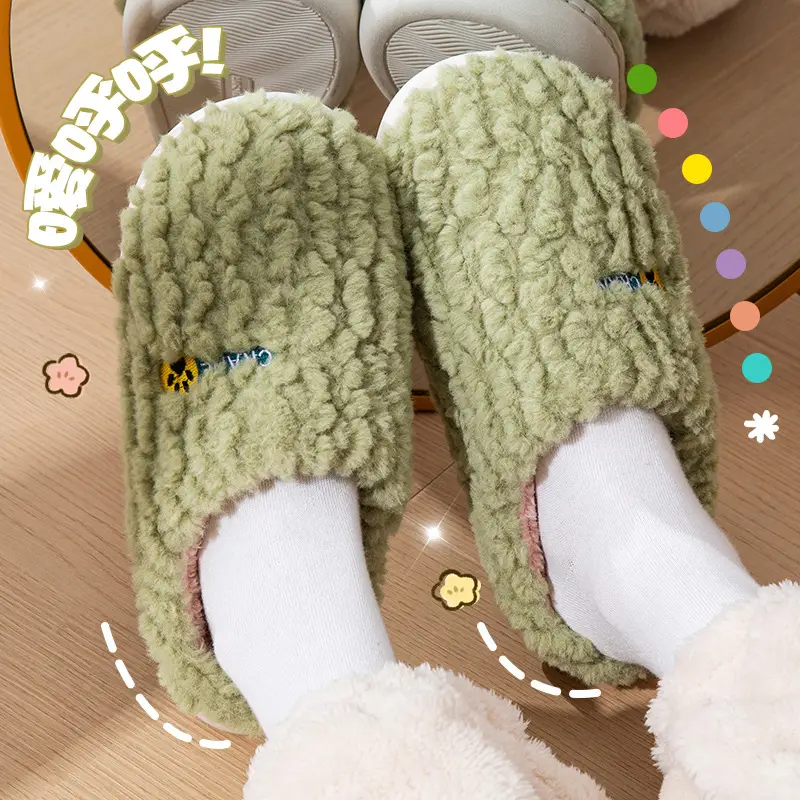Autumn and Winter Women's Down Cloth Waterproof fleece-lined Cotton Slippers 2024 New Non-slip Thick Bottom Warm Couple Cotton Slippers for Men