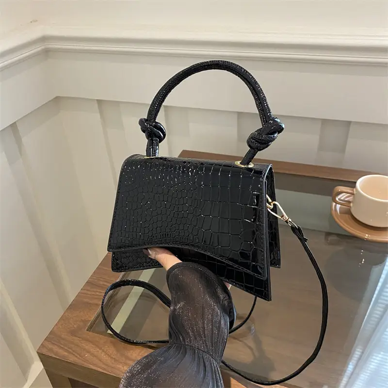 Gold Croc Textured Crossbody Bag for Women