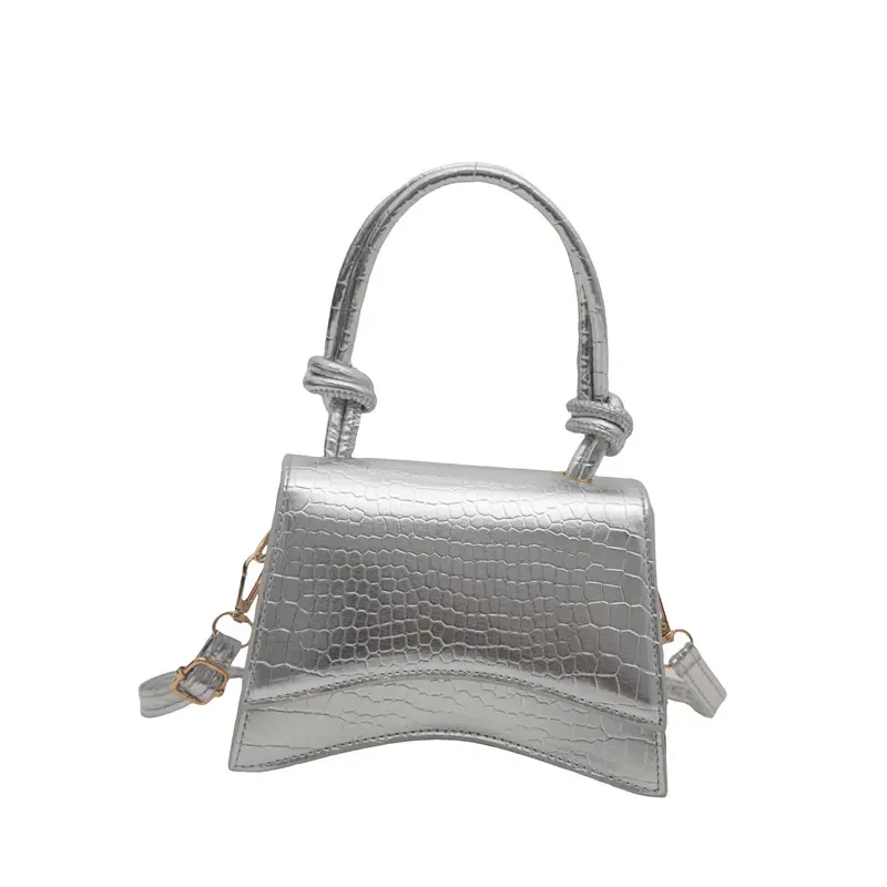Gold Croc Textured Crossbody Bag for Women