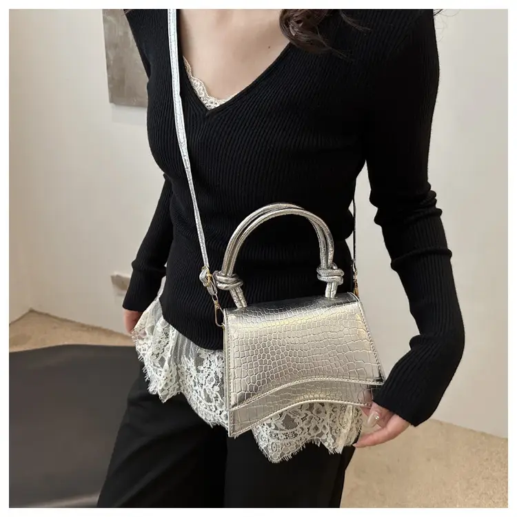 Gold Croc Textured Crossbody Bag for Women — feature 10