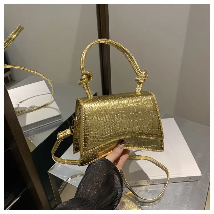Gold Croc Textured Crossbody Bag for Women — feature 19