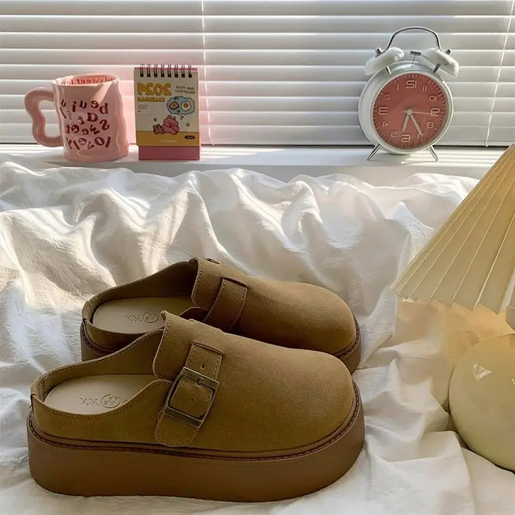 Vintage Buckle Slippers Women's 2024 Autumn