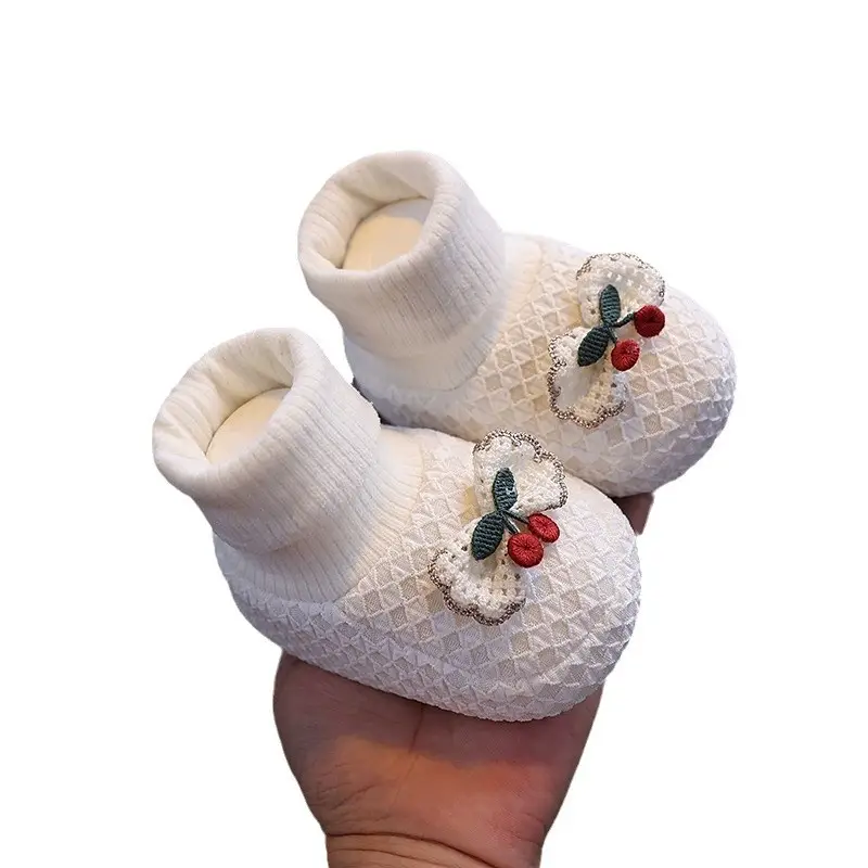 Newborn Floral Baby Shoes White 3-6Yr
