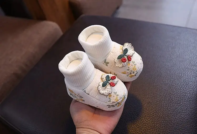 Newborn Floral Baby Shoes White 3-6Yr — feature 12