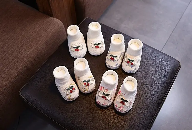 Newborn Floral Baby Shoes White 3-6Yr — feature 2