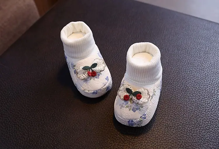 Newborn Floral Baby Shoes White 3-6Yr — feature 9