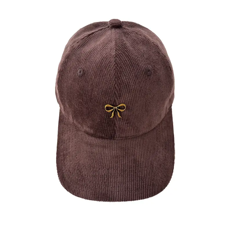 Bow Baseball Cap Women Warm Corduroy Wide Brim - Image 11