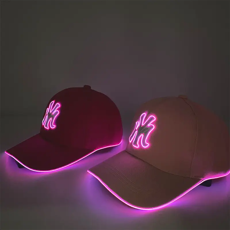 Pink My Letter Cap with LED Light for Men Women Night Running Outdoor - Image 4