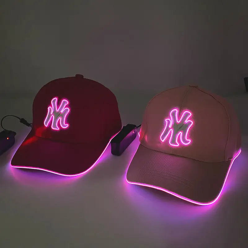 Pink My Letter Cap with LED Light for Men Women Night Running Outdoor — feature 1