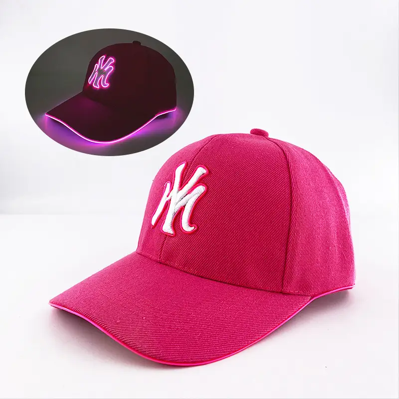 Pink My Letter Cap with LED Light for Men Women Night Running Outdoor - Image 2