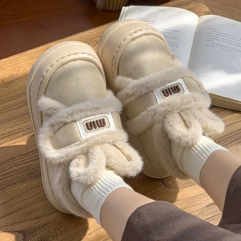 Cute Rabbit Cotton Slippers for Women, Winter Warm New Style Indoor Home Plush Closed-Back Cotton Shoes for Outdoor Wear - Image 6