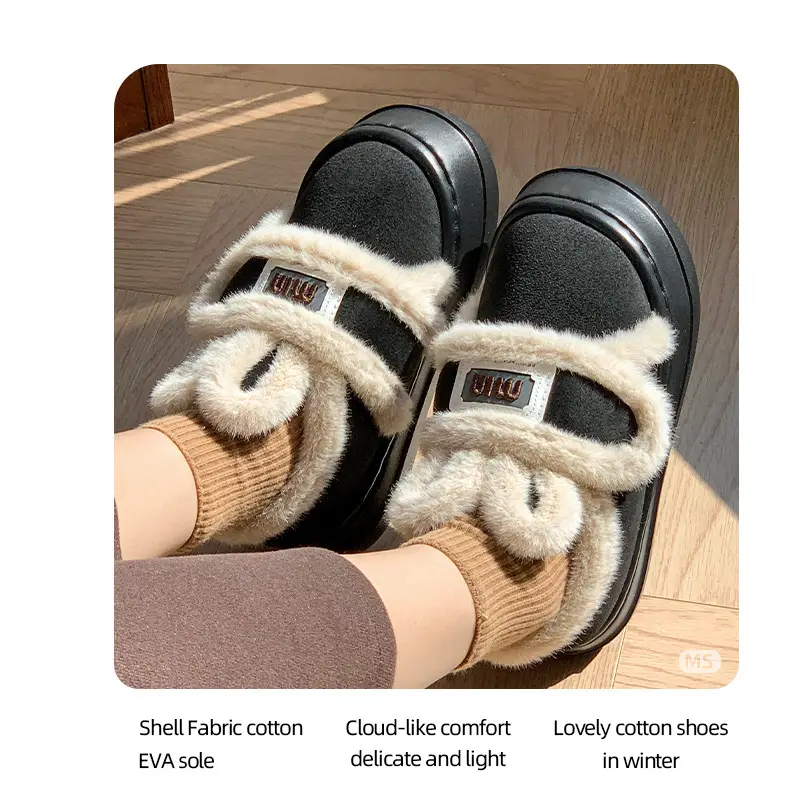 Cute Rabbit Cotton Slippers for Women, Winter Warm New Style Indoor Home Plush Closed-Back Cotton Shoes for Outdoor Wear — feature 9