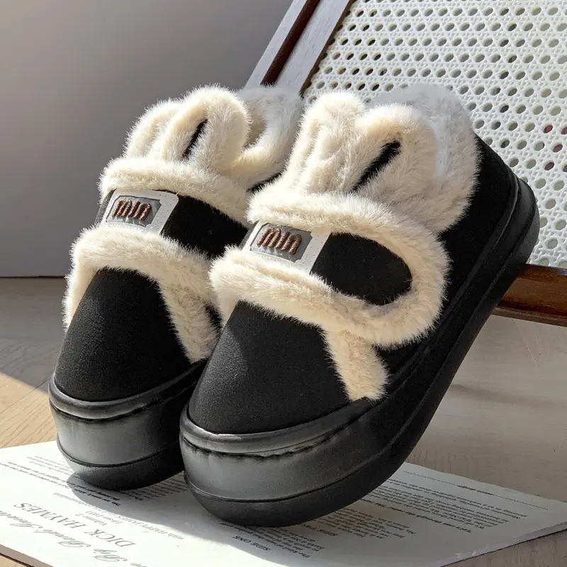 Cute Rabbit Cotton Slippers for Women, Winter Warm New Style Indoor Home Plush Closed-Back Cotton Shoes for Outdoor Wear - Image 3