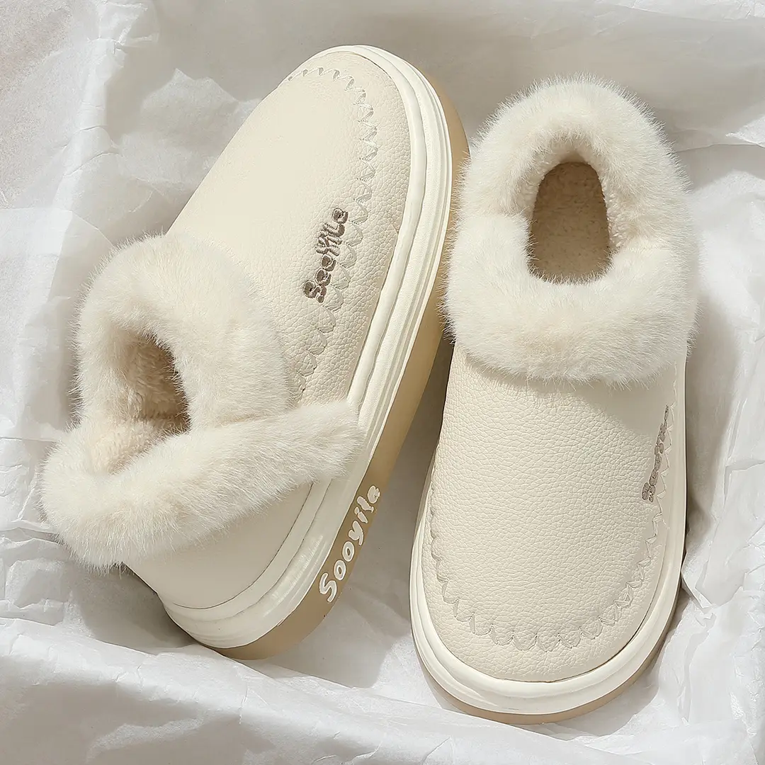2024 new cotton slippers women's autumn and winter warm indoor home non-slip household slippers men's wholesale