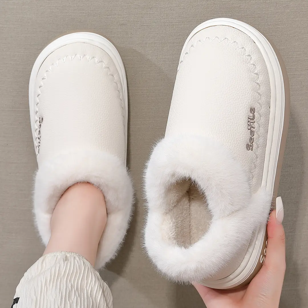 2024 new cotton slippers women's autumn and winter warm indoor home non-slip household slippers men's wholesale