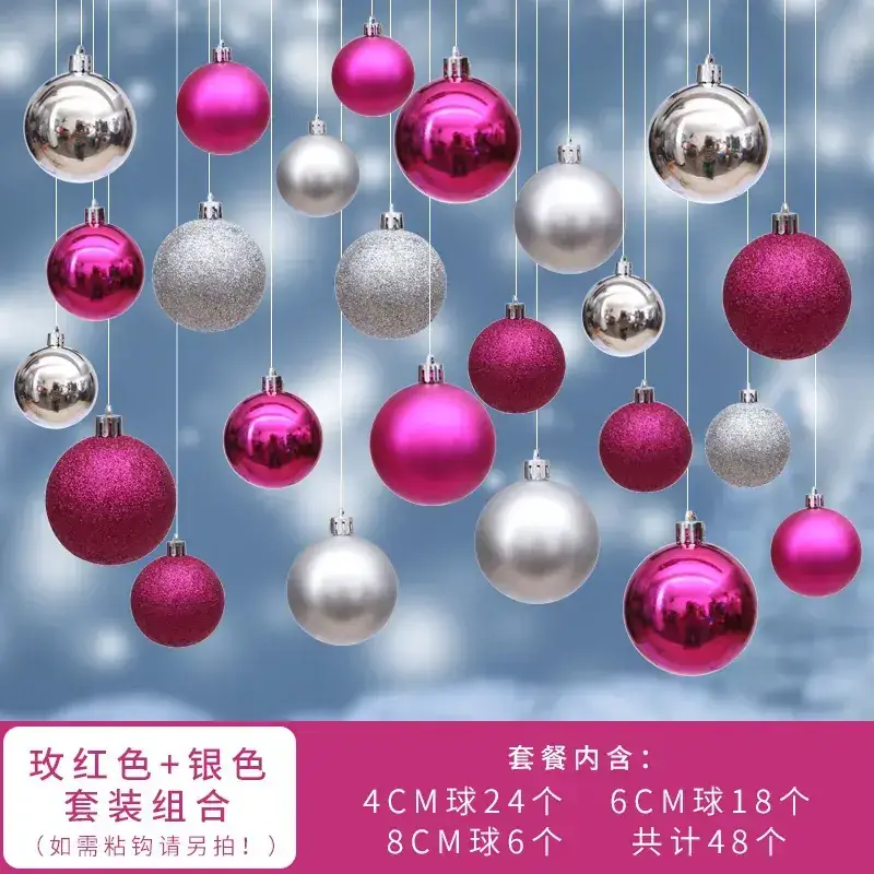Silver Christmas Hanging Balls 4cm 8cm 24pcs - Image 18