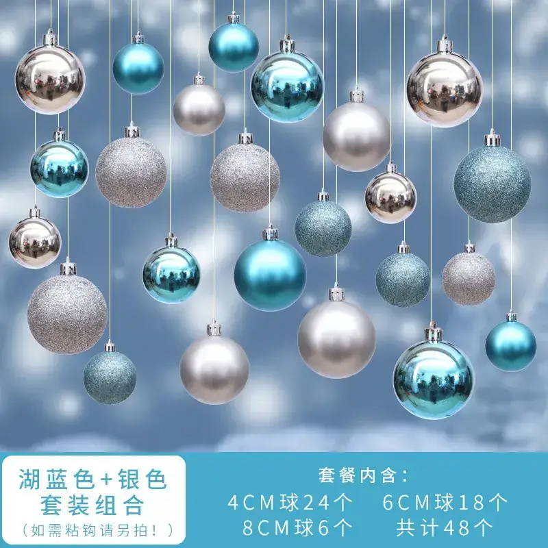 Silver Christmas Hanging Balls 4cm 8cm 24pcs - Image 20