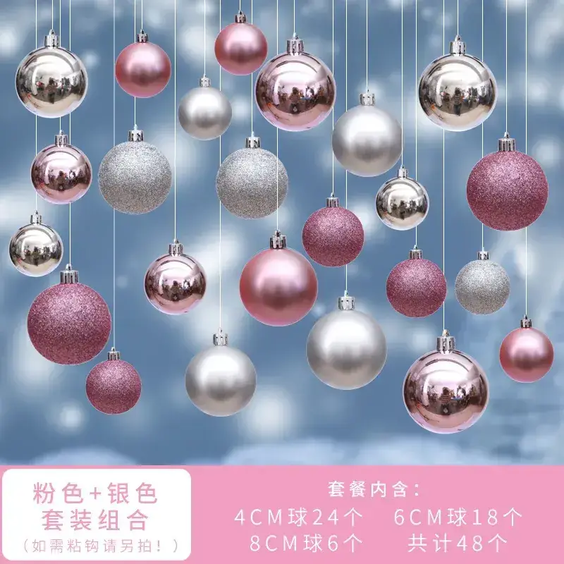 Silver Christmas Hanging Balls 4cm 8cm 24pcs - Image 21