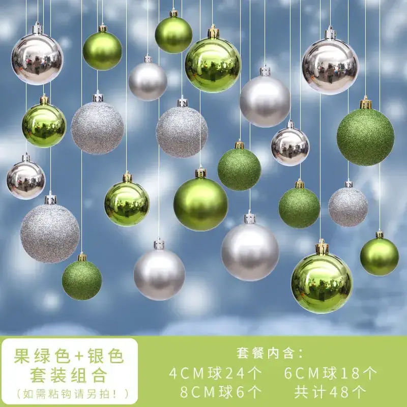 Silver Christmas Hanging Balls 4cm 8cm 24pcs - Image 23