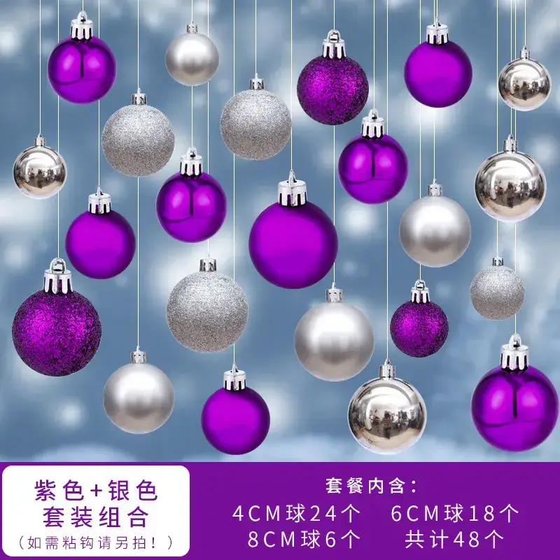 Silver Christmas Hanging Balls 4cm 8cm 24pcs - Image 27