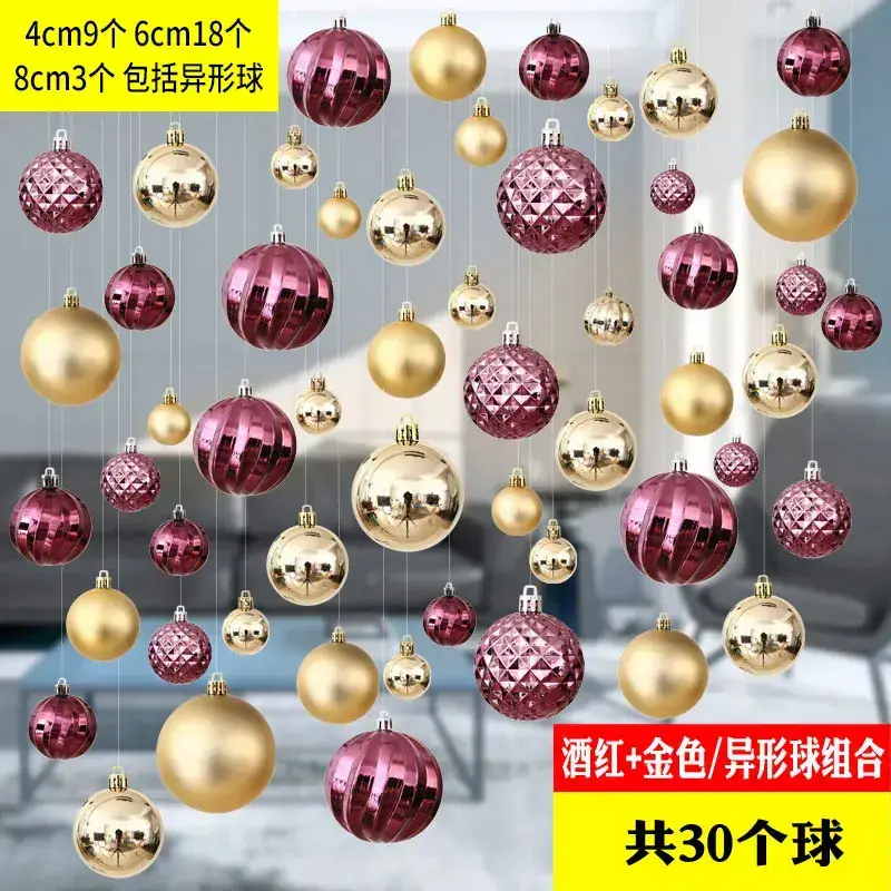 Silver Christmas Hanging Balls 4cm 8cm 24pcs - Image 44