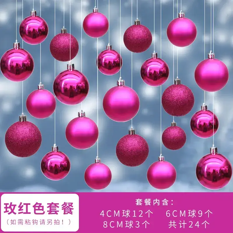 Silver Christmas Hanging Balls 4cm 8cm 24pcs - Image 9