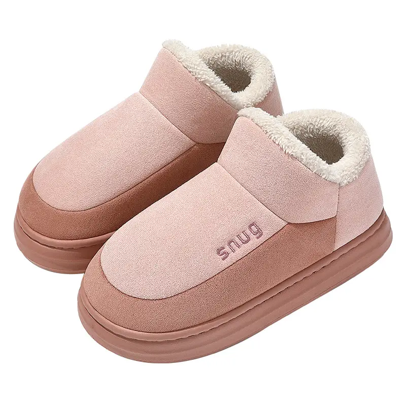 Pink Fleece Lined Women Winter Slippers - Image 8