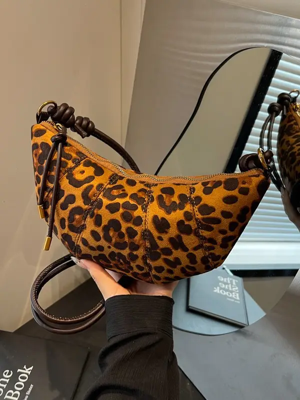 Retro Leopard Print Shoulder Crossbody Bag Women Large Capacity - Image 8