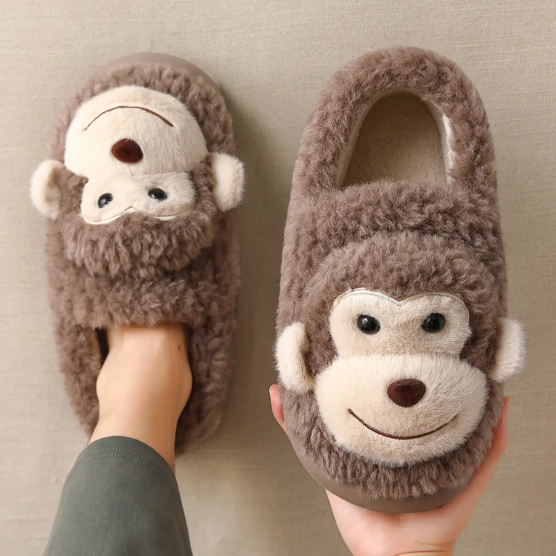 Cotton Slippers Women's Autumn and Winter 2024 New Indoor Home Thick Bottom Dung Sense Non-slip Warm Plush Cotton Shoes for Men - Image 4
