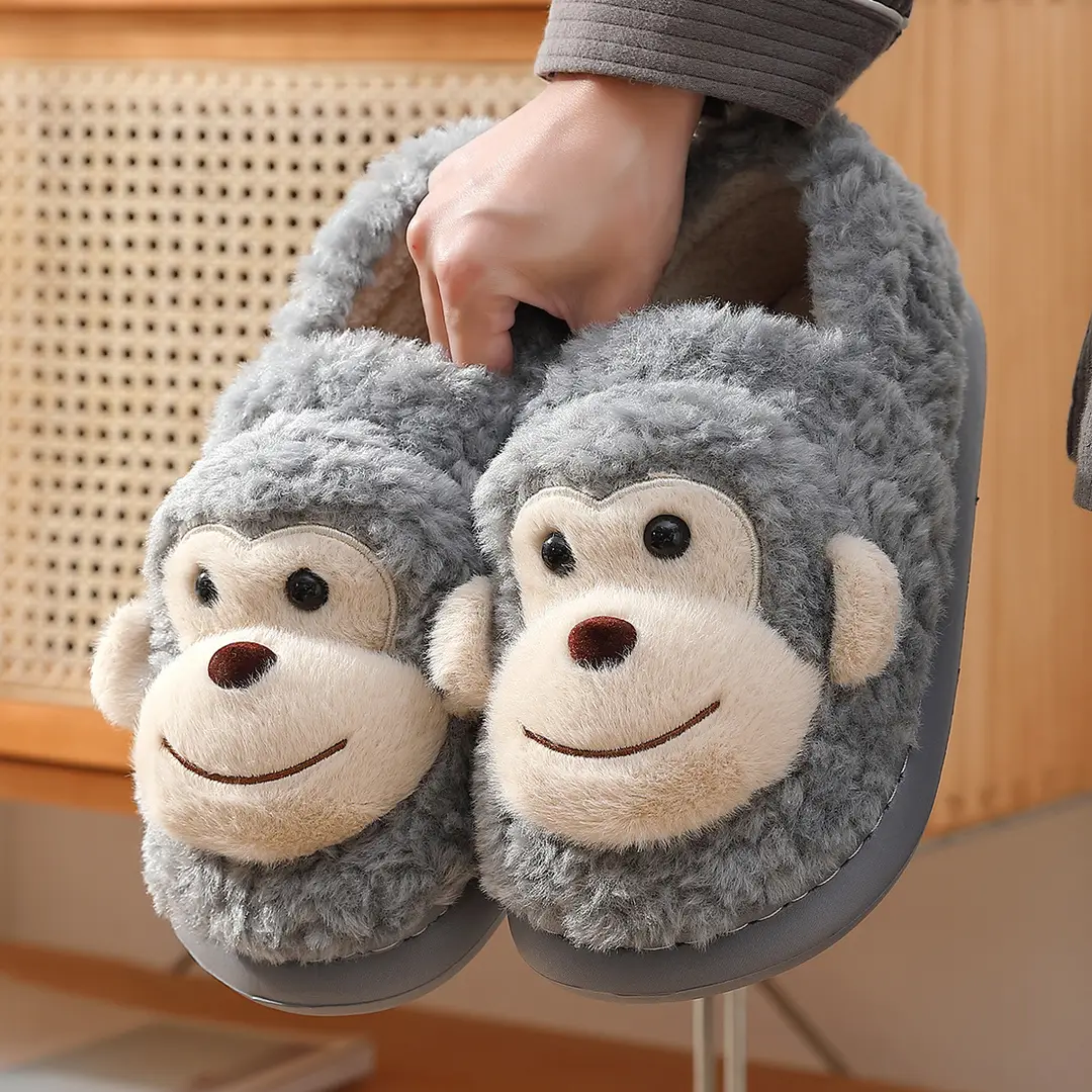 Cotton Slippers Women's Autumn and Winter 2024 New Indoor Home Thick Bottom Dung Sense Non-slip Warm Plush Cotton Shoes for Men - Image 7