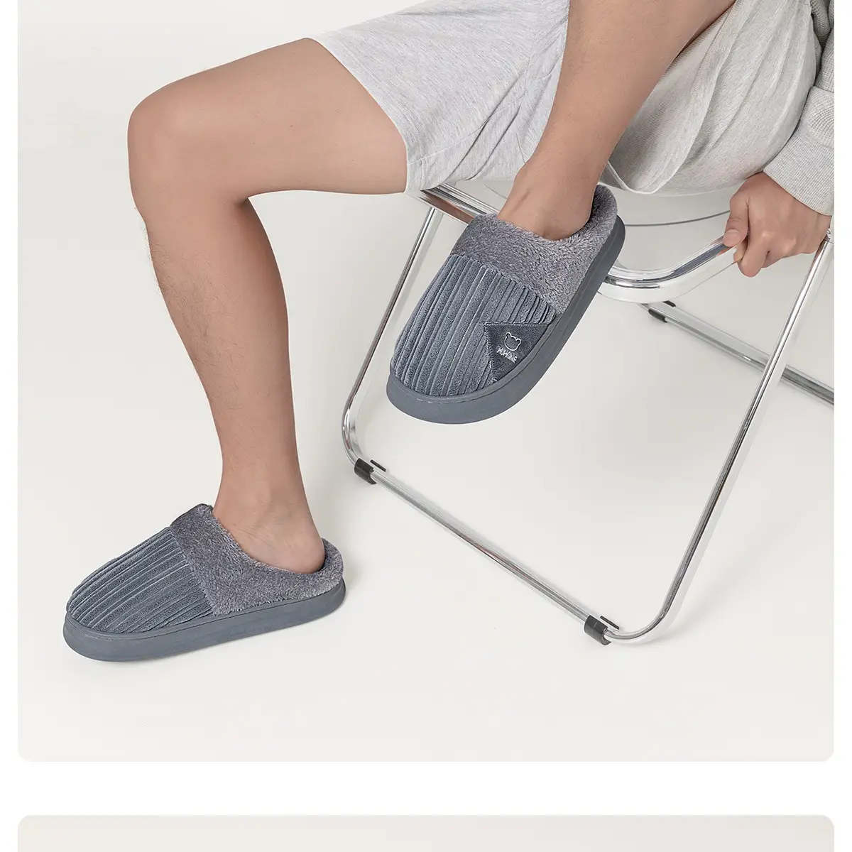 Men Winter Plush Cotton Slippers Grey 2025 — feature 18