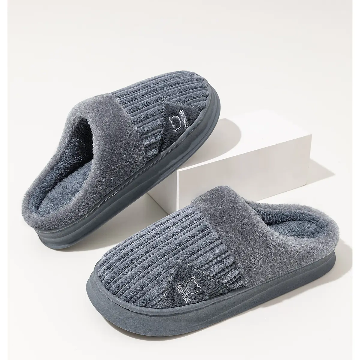 Men Winter Plush Cotton Slippers Grey 2025 — feature 19