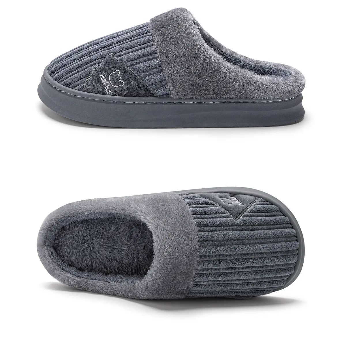 Men Winter Plush Cotton Slippers Grey 2025 — feature 22