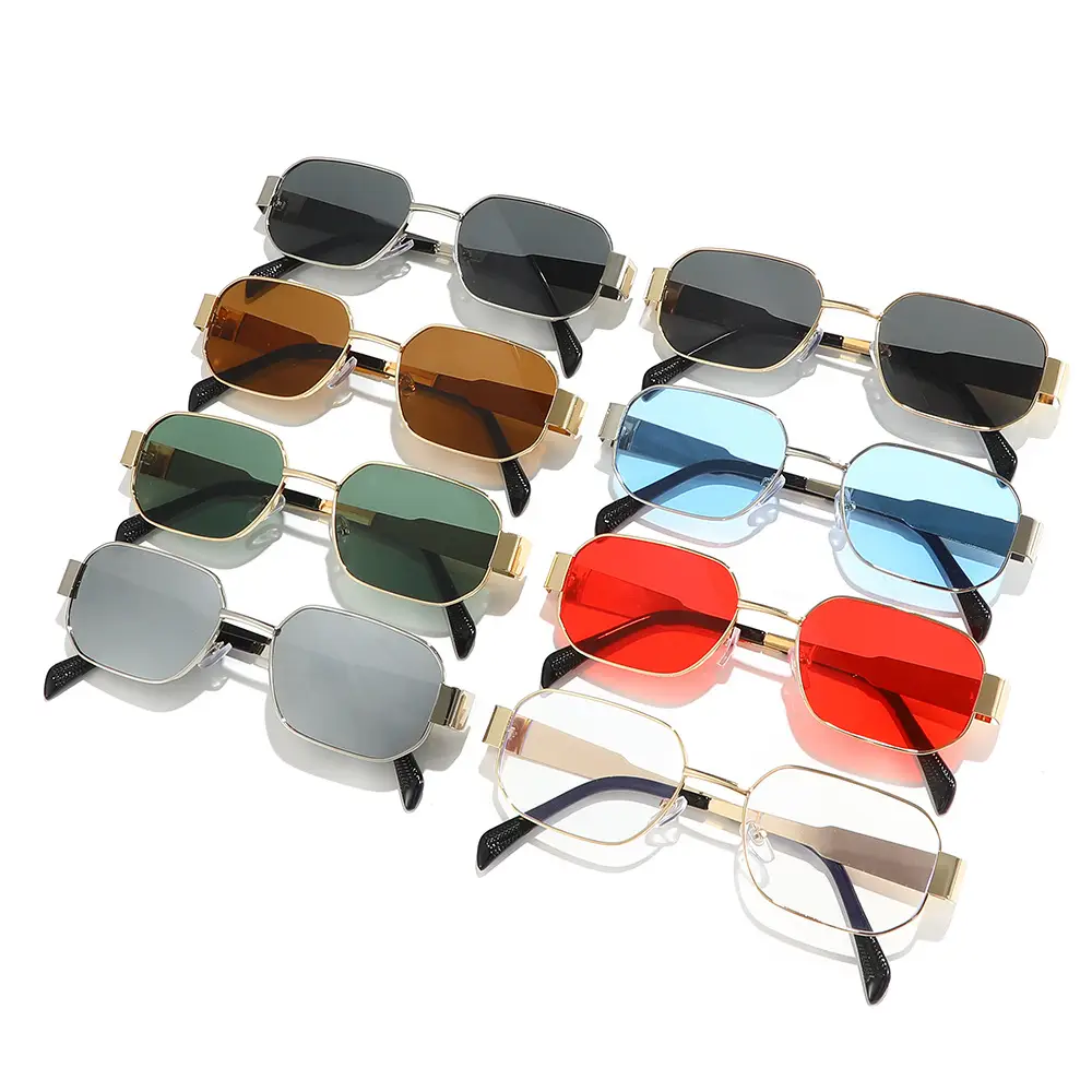 Cross-border Retro Polygon Metal Sunglasses Women's UV Protection
