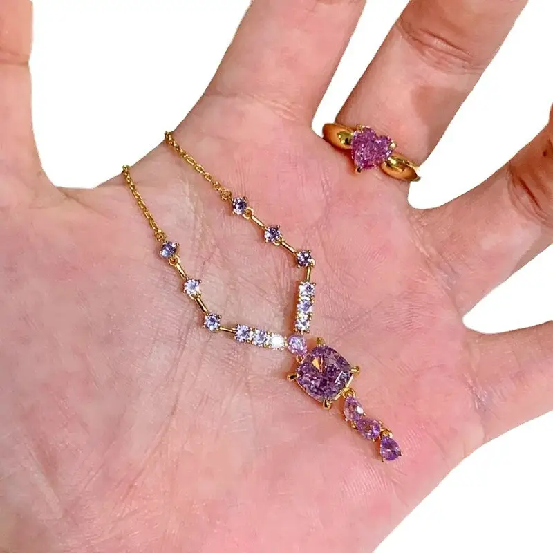 Luxury Purple Diamond Necklace for Women - Image 6