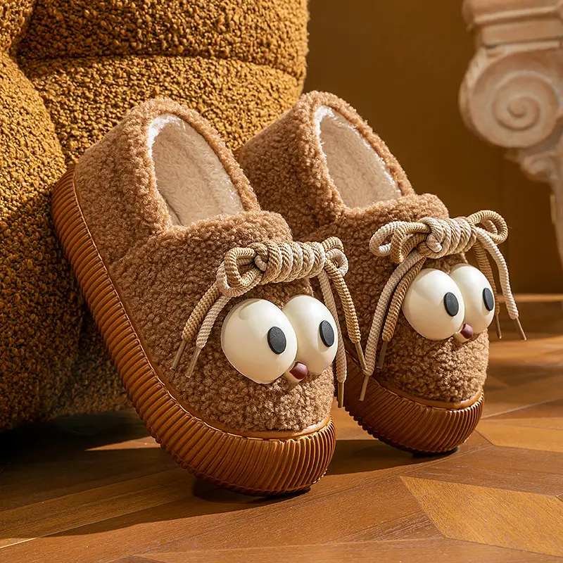 2024 Faux Fur Cat Eyes Women's Winter Slippers - Image 2